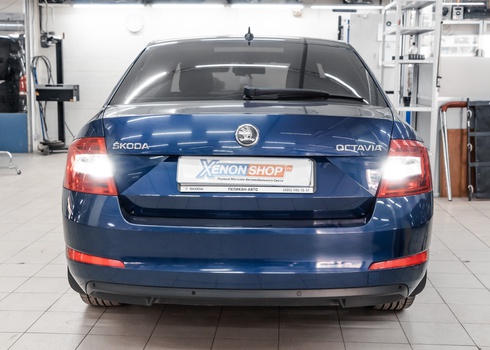 Установка светодиодов XS P21W в задний ход Skoda Octavia A7