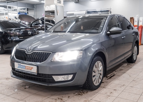 Замена перегоревшего галогена в фарах Skoda Octavia A7 на LED-лампы