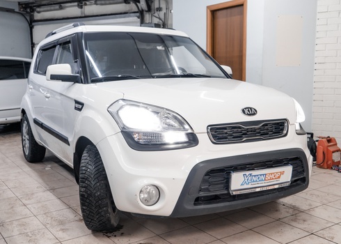 Установка светодиодов в ближний свет KIA Soul