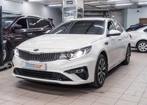 Замена заводских линз Kia Optima IV на светодиодные модули