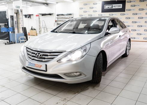 Установка светодиодных ламп в ближний-дальний свет Хендай Соната / Hyundai Sonata