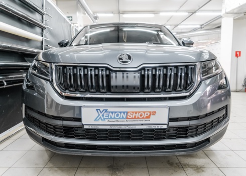 Установка защитной сетки на бампер Шкода Кодиак / Skoda Kodiaq