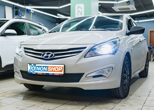 Установка LED-линз в фары Hyundai Solaris