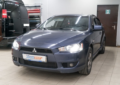 Установка линз в фары Mitsubishi Lancer (2010) с заменой стекол фар