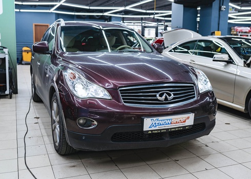 Замена линз в фарах Infiniti QX50 (2014)