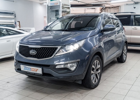 Замена галогенных ламп KIA Sportage на недорогие светодиоды Optima