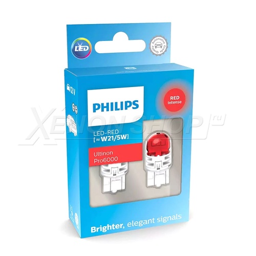 W21/5W Philips Ultinon Pro6000 - 11066RU60X2 - Красный