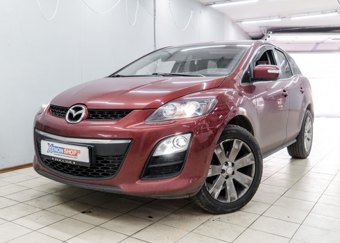 Замена ПТФ модулей Mazda CX7 на светодиодные + замена галогена ближнего света