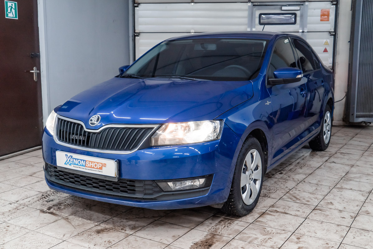 Установка LED-модулей в фары Шкода Рапид (Skoda Rapid) 2015 года ...