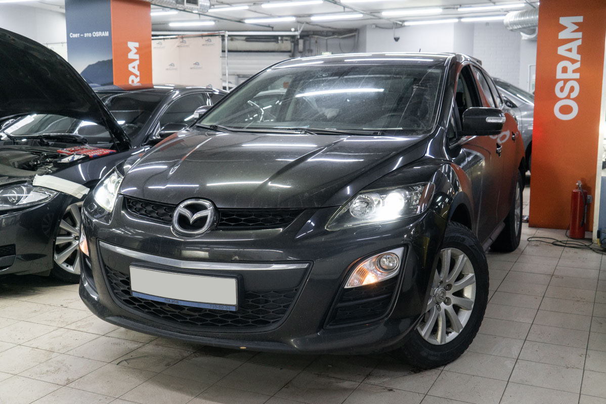 Замена штатных линз Мазда ЦХ7 (Mazda CX7) 2011 на светодиодные модули ...